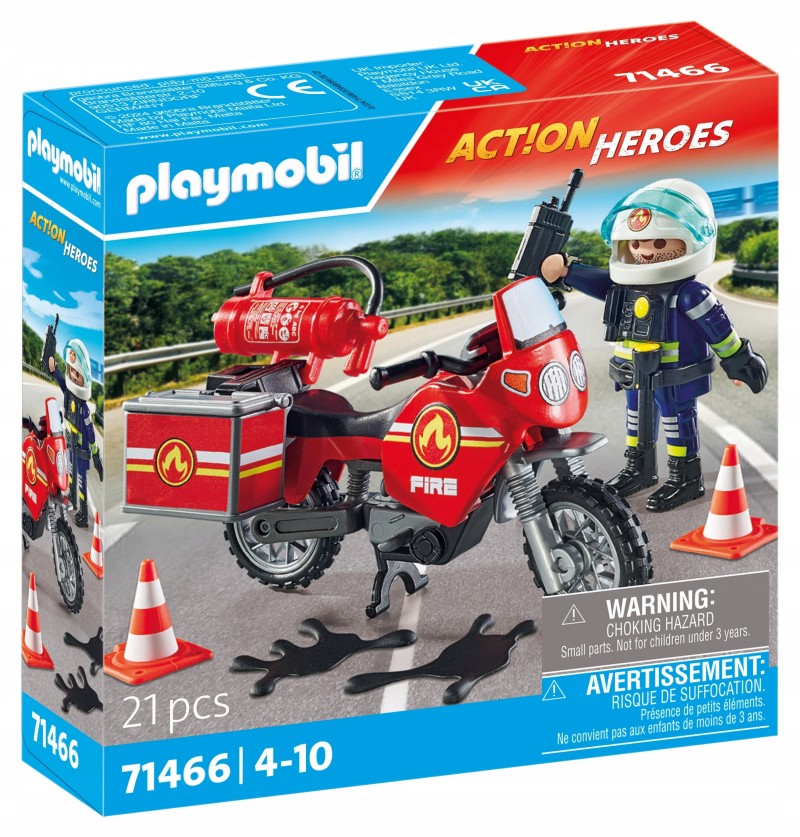 Playmobil Action Heroes 71466 Motocykl straży pożarnej na miejscu wypadku