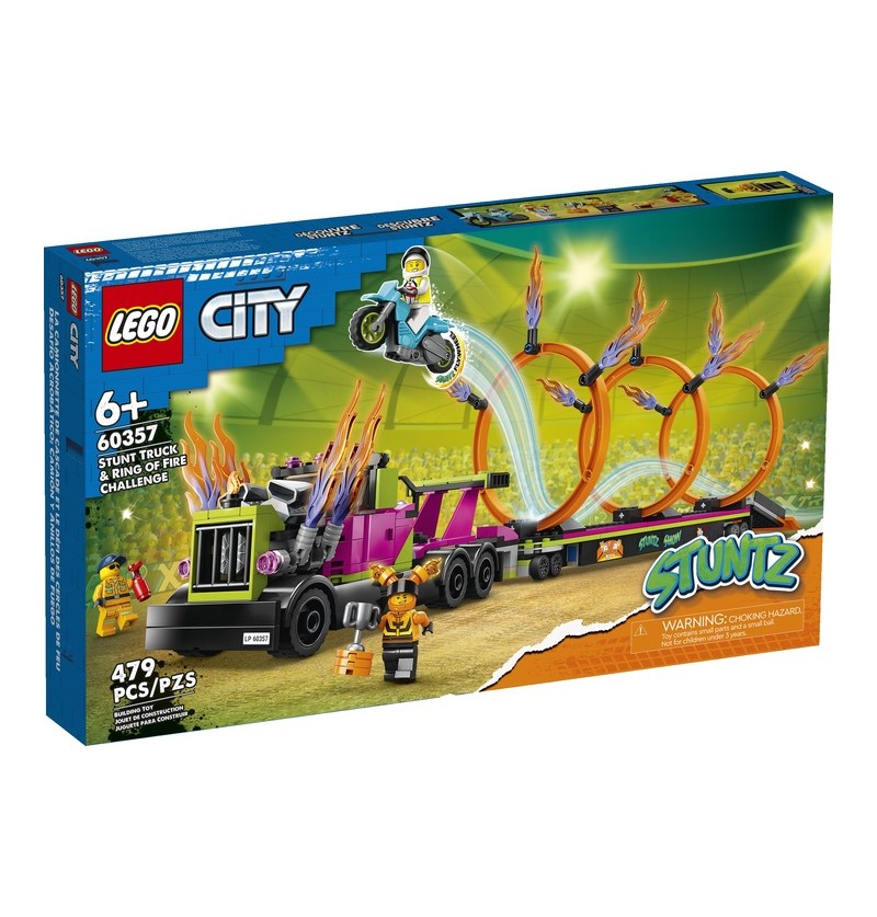 Lego City Stuntz 60357 Wyzwanie kaskaderskie — ciężarówka i ogniste obręcze