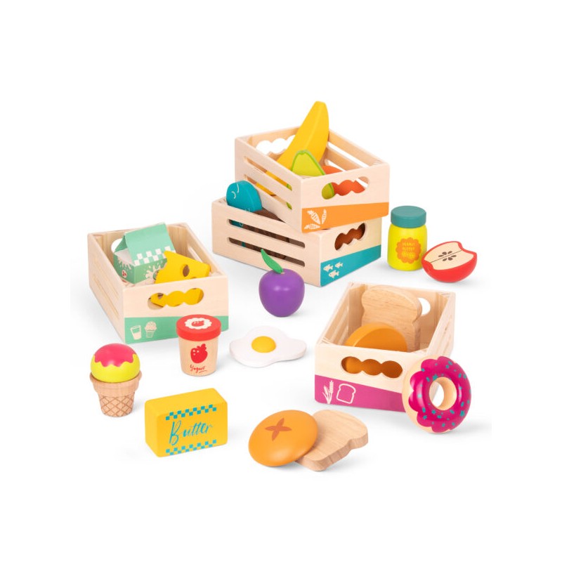 B.Toys BX2044Z Little Foodie Groups | Drewniane skrzyneczki z produktami spożywczymi