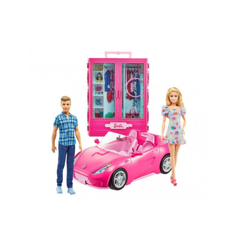 Barbie GVK05 Lalka + Szafa + Cabriolet